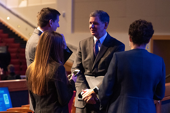 Elder James R. Rasband, General Authority Seventy, speaks to students at devotional in the BYU-Idaho Center.