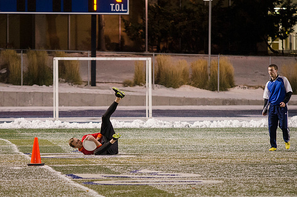 BYU-Idaho students participate in the ultimate frisbee championship game held at the stadium