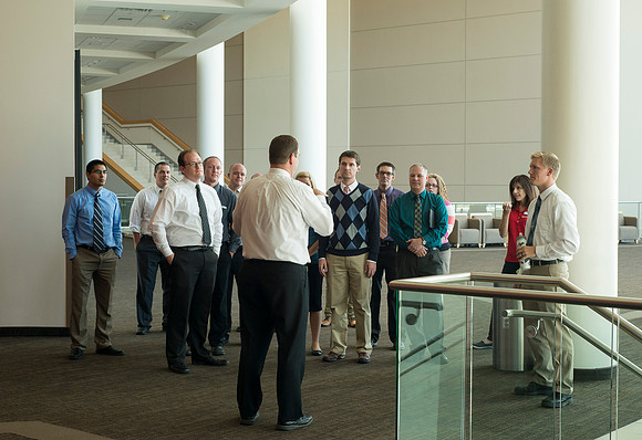 New employees get a tour of the BYU-Idaho Center.