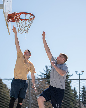 BYU-Idaho Admissions Viewbook. Jacob Kaiser playing basketball. Spring Semester
