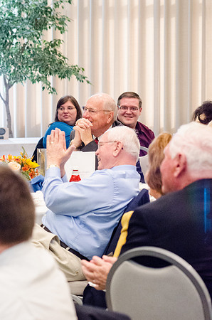 Ricks College Alumni gather together during the Emeritus Breakfast to honor John and Trudy Bidwell.