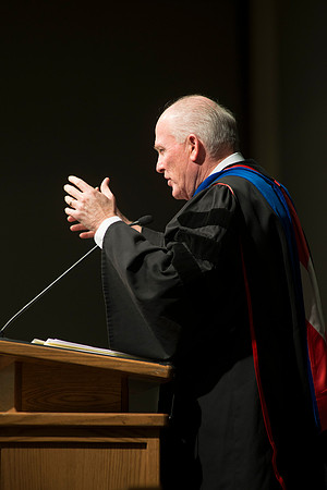 Elder Richard J. Maynes, Presidency of the Seventy, speaks at the College of Language and Letters Convocation in the Manwaring Center Ballroom.