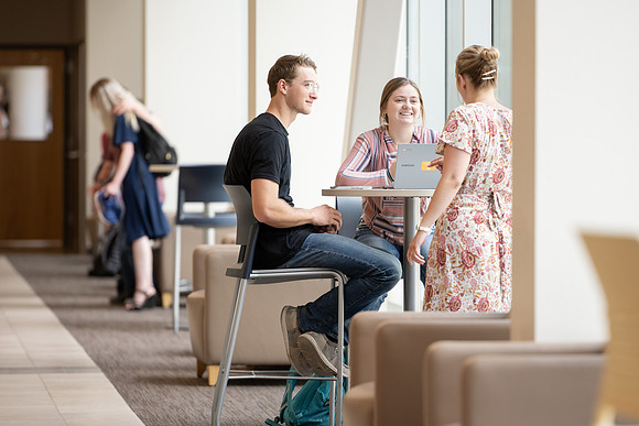 Students talking in the I-Center