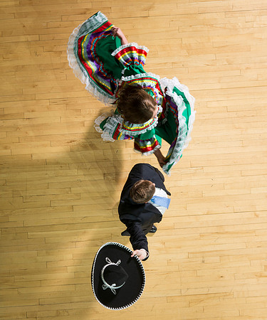 Marketing photos shot from the catwalk in the Hart Gym for their upcoming tour.