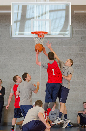 BYU-Idaho students playing basketball at the I-Center on campus