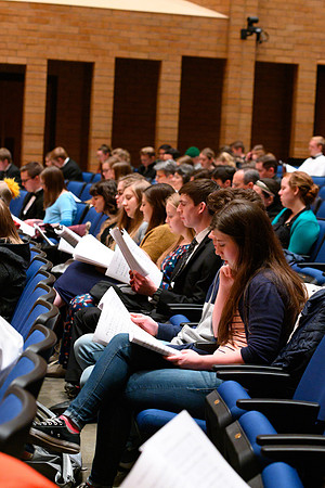 BYU-Idaho students and members of the Rexburg community gather to sing new hymns that have been written by the BYU-Idaho Community. (Students, Faculty/Staff,Community)