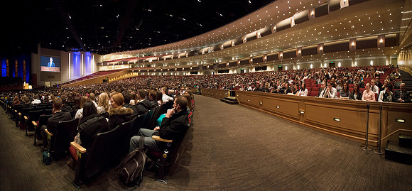 Brother Randall L. Ridd speaks in the BYU-Idaho Center for the World Wide Devotional.