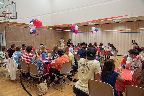 A Fourth of July party at the Hinckley Gym.