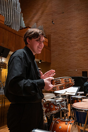 BYUI Percussion rehearsing before a a concert.