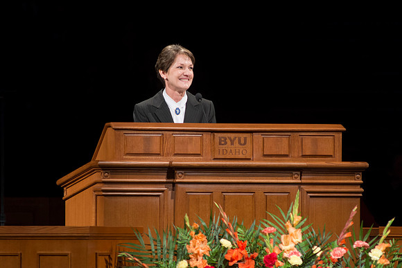 Diane Soulburg devotional speaker, addresses BYU-Idaho about becoming who we really are.