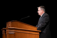 VP Brett Cook introduces devotional speaker.