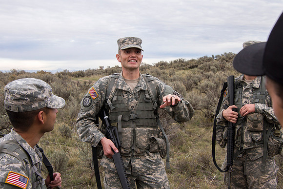 ROTC Cadets go out to the field at Beaver Dick Park to conduct a recon mission.