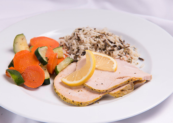 Food Service Catering Menu item: Lemon Kissed Roast Turkey, Wild Rice Pilaf and Vegetables