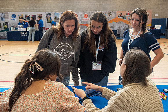 Prospective students learn about the academic departments at BYU-Idaho during Campus Day.