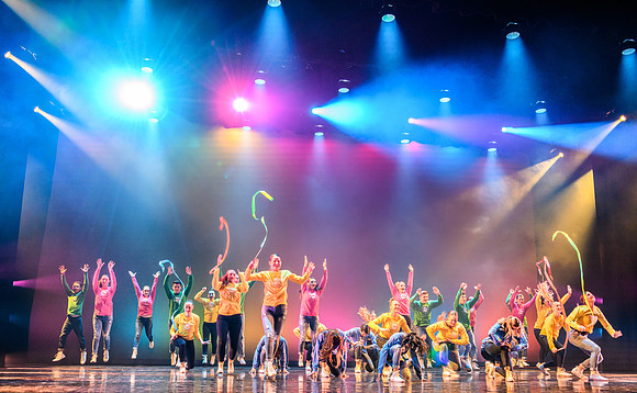 The Department of Theatre and Dance colorful Extravadance performance. Held in the Snow Drama Theatre.