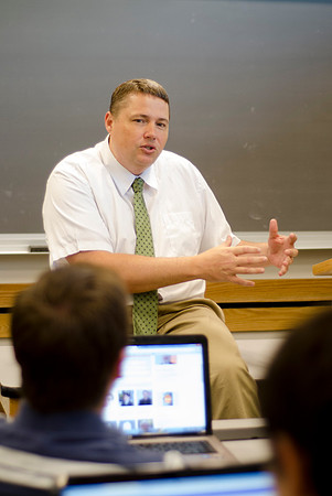 Matt Miles teaches a history class.