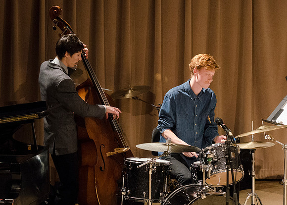 The small Jazz Band performs at the Music Department Showcase.