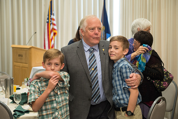 Emeritus Breakfast, Nov 2018, BYU-Idaho Alumni Award of excellence was awarded to Jon Beesley.