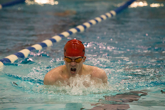 BYU-Idaho swimmers swim in the championship held in the Hart Building
