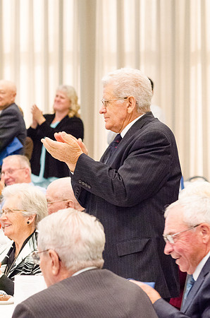 Ricks College Alumni gather together during the Emeritus Breakfast to honor John and Trudy Bidwell.