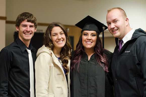 Student Graduates at the College of Education and Human Development Convocation in the HInckley Chapel.