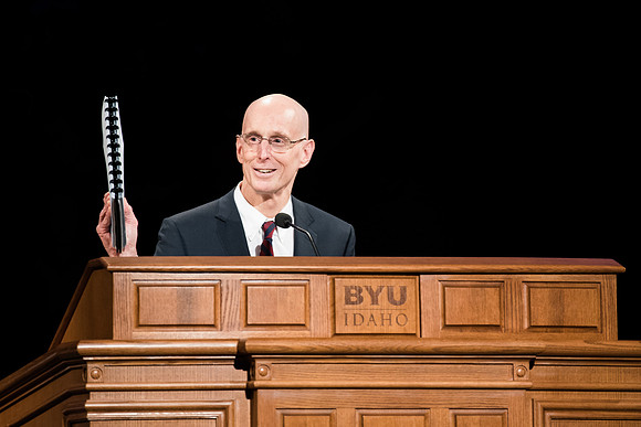BYU-Idaho Devotional. President Henry J. Eyring welcoming the students. Spring Semester