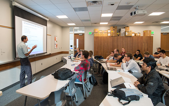 Jody Swenson teaches a class in the new Science and Techonolgy Center.