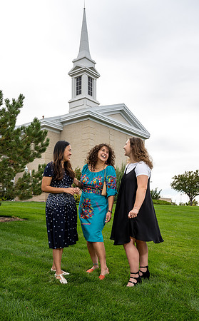 Wellness Center banner photoshoot in front of 7th South Stake Center.