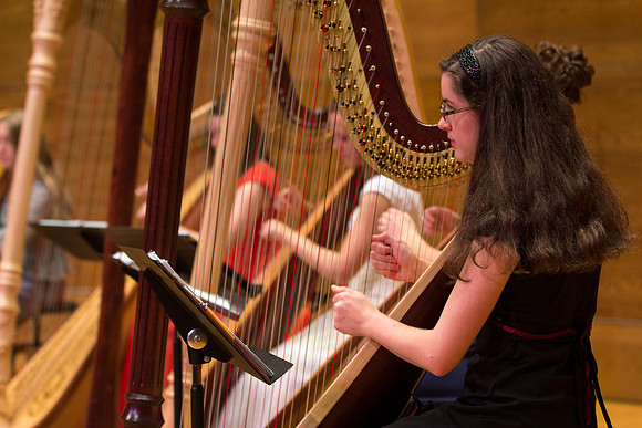 Harp Ensemble dress rehearsal