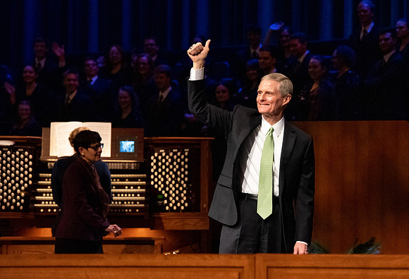 Elder David A. Bednar speaking during devotional at BYU-Idaho.