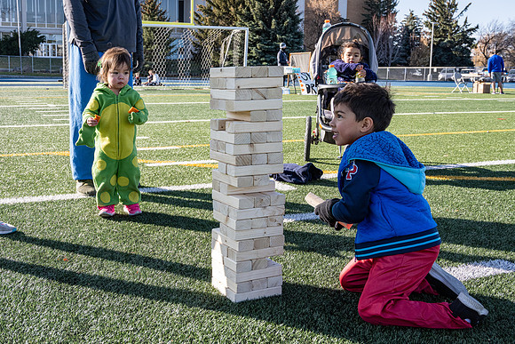 BYU-Idaho employees and their families enjoy a beautiful fall day at the stadium track.