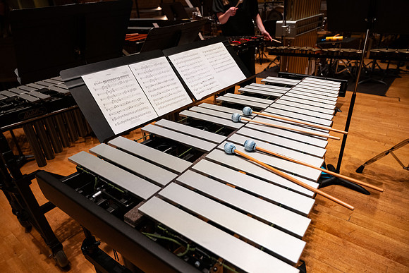 BYUI Percussion rehearsing before a a concert.