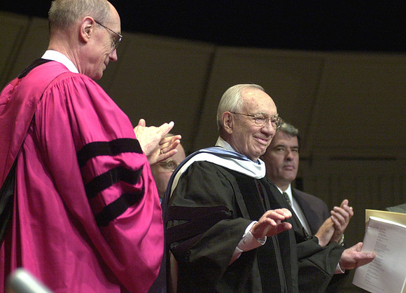 President Gordon B. Hinckley receiving honorary degree.