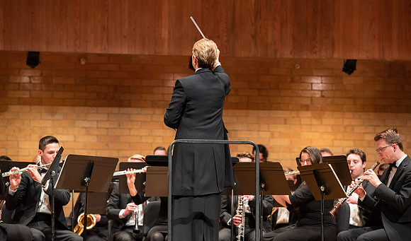 Photos of the University Band, directed by Diane Soleberg.