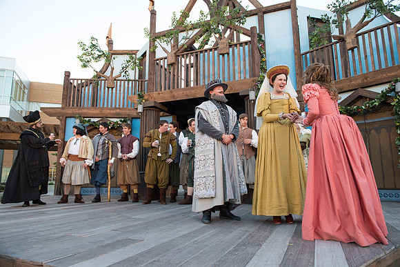Brigham Young University-Idaho's production of The Shomaker's Holiday performed out in the amphitheatre in front of the McKay Library.
