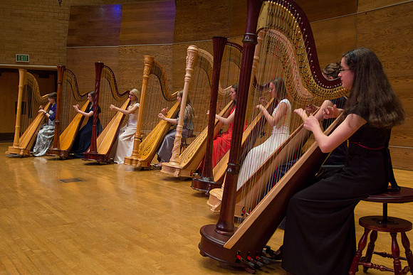 Harp Ensemble dress rehearsal