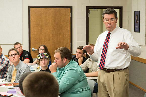 Business Management students learn some creative developement and thinking skills to prepare them for their IBC groups. The class is taught in a group effort by Craig Bell, Drew Eagar and Kent Lundin.