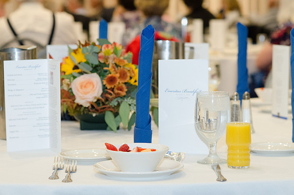 Ricks College Alumni gather together during the Emeritus Breakfast to honor John and Trudy Bidwell.