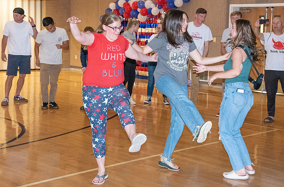 A Fourth of July party at the Hinckley Gym.