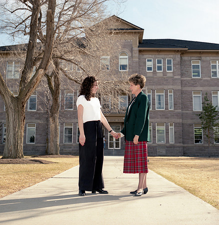 Katherine & Majorie Bennion posing for Women's Week special section cover photo.