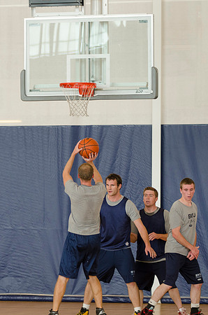 BYU-Idaho students playing basketball at the I-Center on campus