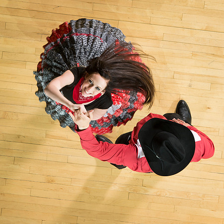 Marketing photos shot from the catwalk in the Hart Gym for their upcoming tour.
