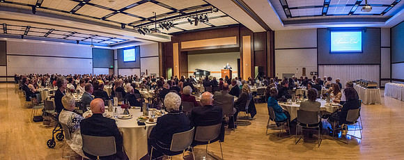 President Henry J Eyring hosts members of the President's Club who gather for a reception and banquet in the BYU-Idaho Marriott Center.