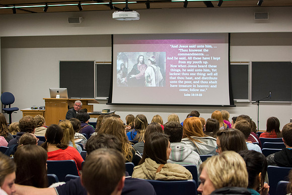 Students were uplifted by the Christmas Spirit as they travelled throughout campus buildings to view powerful presentations that illustrate the life of our Savior.