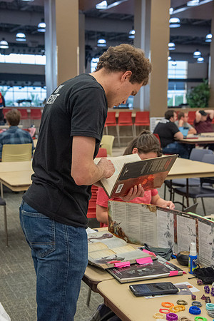 Students playing Dungeons and Dragons during Game Night at the Manwaring Center.