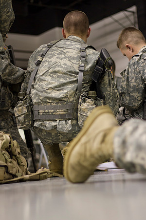 The MS 3 class (juniors) recieve instruction on planning while the remaining cadets pull security in the Kirkham Building.