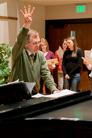 Brother Randall Kempton teaches and conducts his Collegiate Singers Choir.