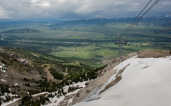 Jackson Hole Ski area. Souting out Rock Spring Buttress for video shoot. Views from the top of the Ski Resort via the Aerial Tram