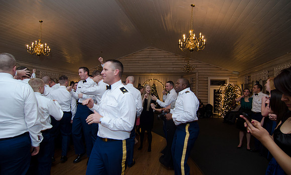 Cdts from BYU-I gather at The Loft, just south of Rigby, to enjoy a night of dinner and dancing at the Army ROTC Military Ball.