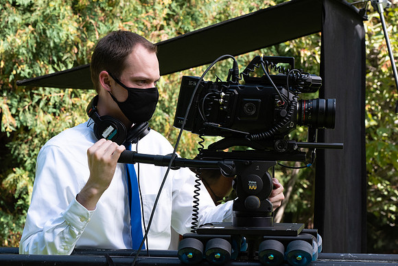 Video production of Vice President, Jon Linford, in the Thomas E. Ricks Gardens for the We're In This Together campaign.